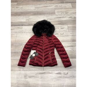 LA Coalition burgundy/black reversible coat w/hood size S